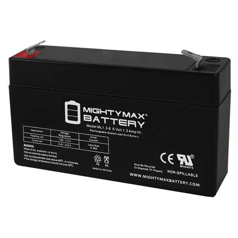 Mighty Max Battery Ml13 6 6 Volt 13 Ah F1 Terminal Rechargeable Sla Agm Battery The Home