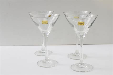 Vintage French Glass Barware Martini Cocktail Glasses Luminarc