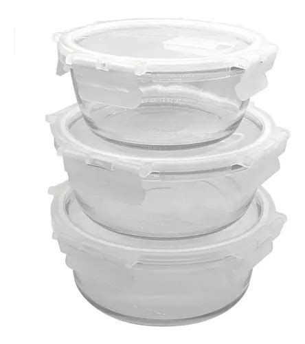 Set Tupper Herm Ticos De Vidrio Para Comida Taper Comida Cuotas Sin