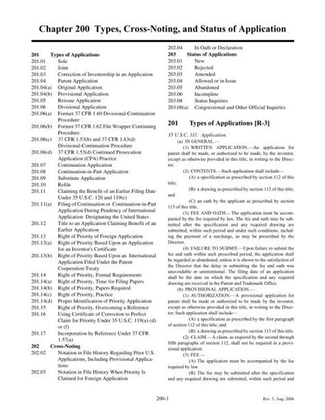 Mpep Chapter 200 Types Cross Noting And Status Of Application