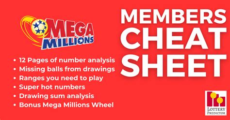 Members Bonus Mega Millions Cheat Sheet - Lottery Predictor