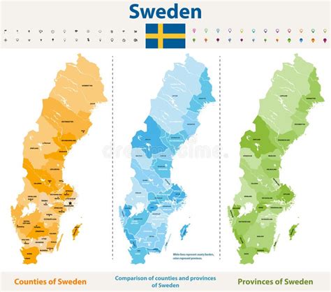 Vector Maps Of Sweden Counties And Provinces Stock Vector