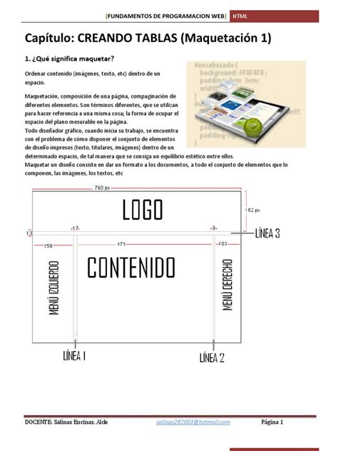 Maquetacion Tablas Pdf Tabla Base De Datos Html