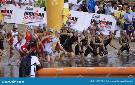 Ironman Philippines Swimming Race Start Editorial Stock Image - Image ...