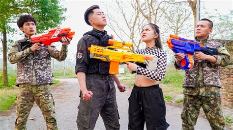 Hero Nerf Guns Couple Pretty Girl Warriors K Nerf Guns Fight Criminal