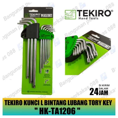 Jual KUNCI L SET BINTANG 9PC BINTANG PANJANG LUBANG TEKIRO TAMPER