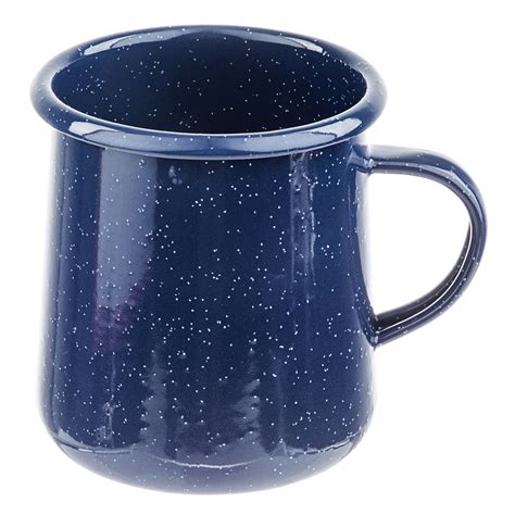 Tablecraft 10156 Enamelware 16 Oz Blue Rolled Rim Mug With Speckles