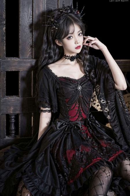 Stable Diffusion Lora Lolita Fashion Dress Gothic Style2 哔哩哔哩