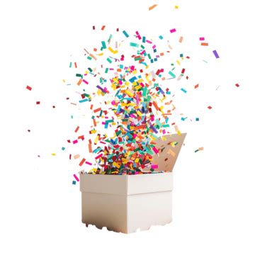 Opened Gift Box With Confetti Explosion Color Opened Gift Box PNG