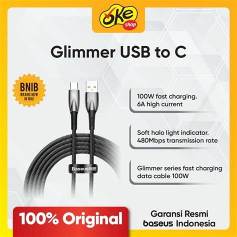 Jual Data Cable Fast Charging Usb To Type C 100w Glimmer Series Baseus Shopee Indonesia