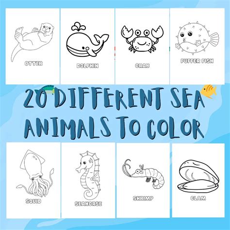 Sea Animals Coloring Book Coloring Book for Kids Coloring Book Sea ...