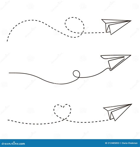 Set Papieren Vliegtuigen Reissymbool Lijnpictogram Vectorillustratie