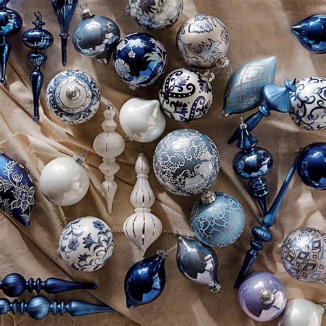 Tuilerie Bleu 60 Pc Ornament Collection Frontgate Blue Christmas