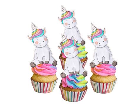 Cute Unicorn Cupcake Toppers Cute Unicorn Cakepop Toppers Cute Unicorn Cupcake Decorations Etsy