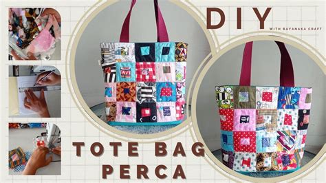 DIY FABRIC SCRAP TOTE BAG Tote Bag Kain Perca Membuat Pola Paper