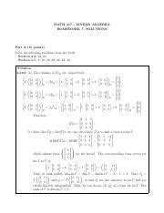 HW07 Sols Pdf MATH 217 LINEAR ALGEBRA HOMEWORK 7 SOLUTIONS Part A