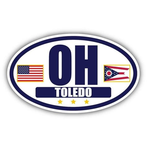 Flag Of Ohio American Flag Oval 3m Vinyl Bumper Sticker Decal Navy