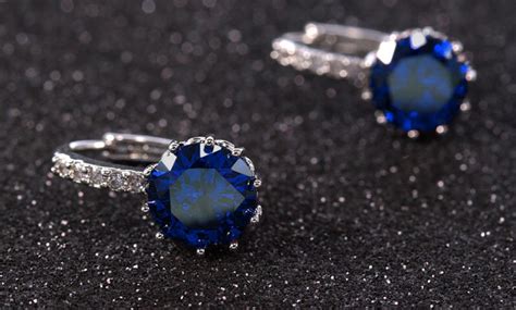 Up To 85 Off Huggies Earrings With Royal Blue Cubic Zirconia Groupon