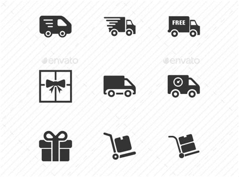 Black And White Delivery Icons Set Miscellaneous Objects Items Are