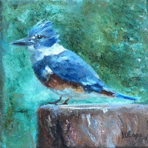 Belted Kingfisher Original Oil Painting By Artewandacaro On Etsy