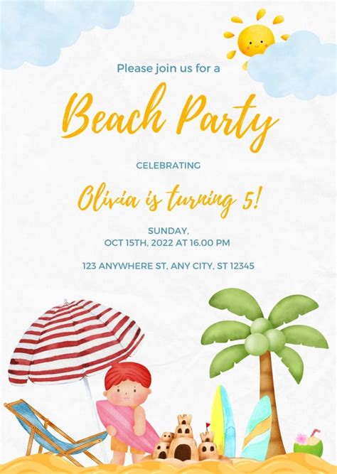 Free customizable beach birthday invitation templates | Canva