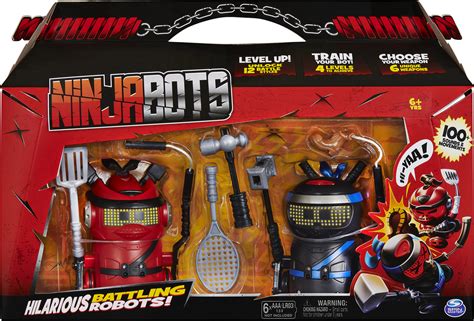 Ninja Bots 2 Pack Hilarious Battling Robots Redblack With 6 Weapons