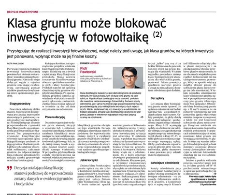 Piotr Pawłowski autorem artykułu w Rzeczpospolitej Klasa gruntu może