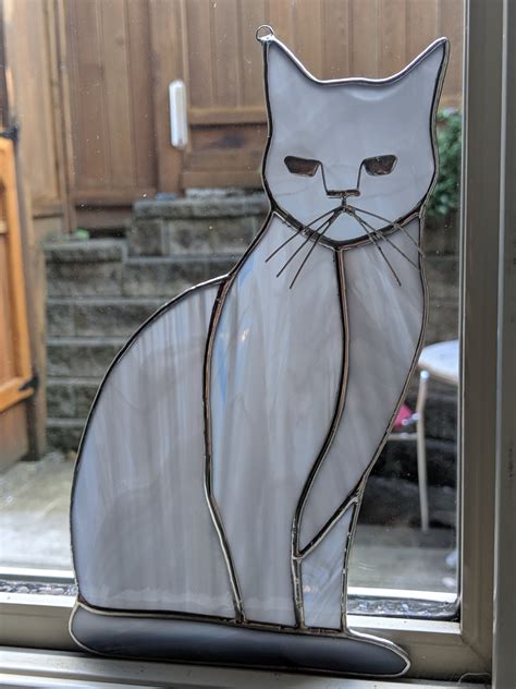 Stained Glass Cat Calico Cat Cat Suncatcher Glass Art Stained Glass Cat Cuncatcher Mothers Days