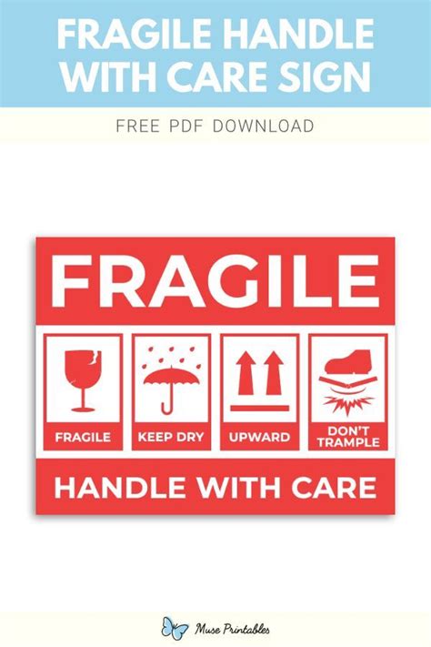 Free Printable Fragile Handle With Care Sign Template In Pdf Format