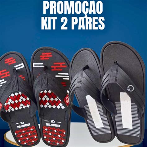 Chinelo Masculino Kit Pares De Sand Lia Homem Confort Vel Borracha