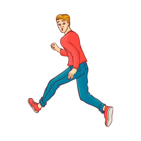 Top Drawing Of The Person Running Away Clip Art Vector Graphics And