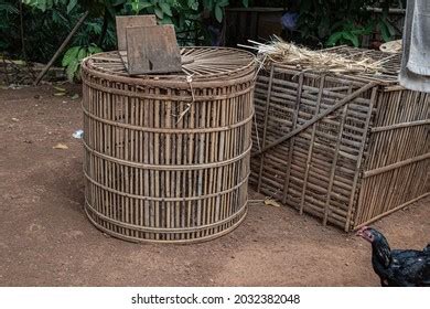 Chicken Cage Made Bamboo Stock Photo 2032382048 Shutterstock