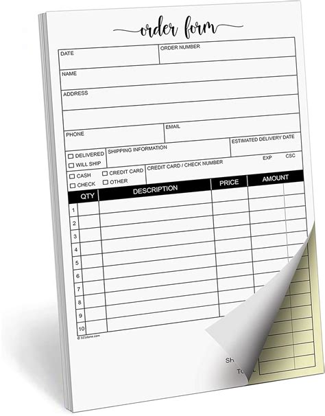 Amazon Done Order Form Pad X Portrait Part Carbonless