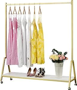 Amazon Bosuru Gold Metal Clothing Racks With Shelves Heavy Duty