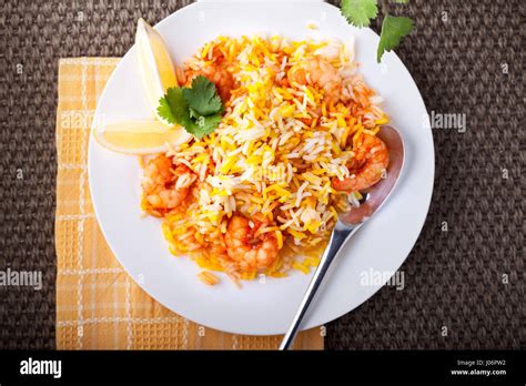 Indian Biryani With Shrimp Stock Photo Alamy