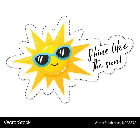 Bright sun sticker Royalty Free Vector Image - VectorStock