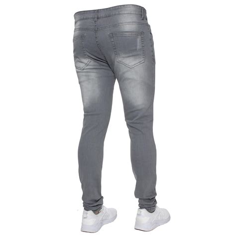 Enzo Mens Skinny Ripped Jeans