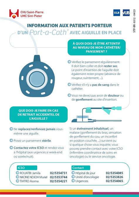 Information Aux Patients Porteurs D Un Port A Cath CHU Saint Pierre