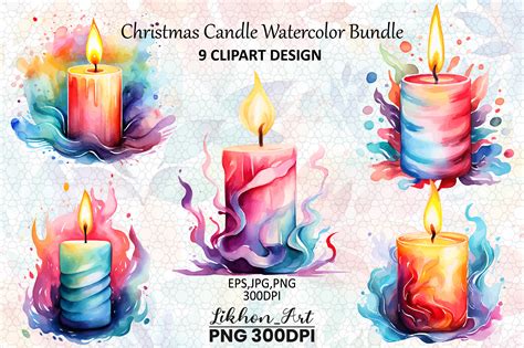 Christmas Candle Watercolor Bundle Graphic By Likhon Art Creative Fabrica