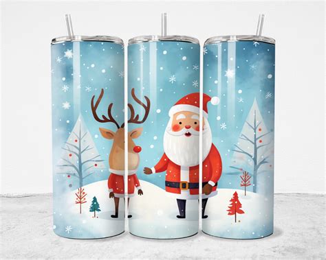 Santa And Rudolph Tumbler Wrap 20oz Xmas Sublimation Etsy