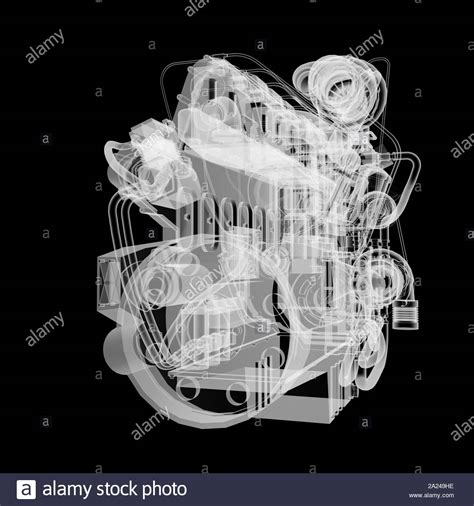 Free Download Internal Combustion Engine X Ray Style Isolated On Black [1300x1390] For Your