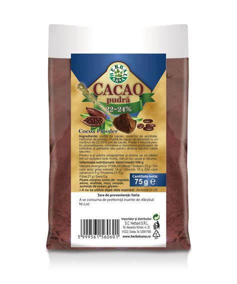 Cacao Pudra 22 24 250 G Herbavit Naturisti Ro