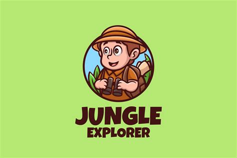 Jungle Explorer Cartoon Logo Graphic By Ajiwaluyo88 · Creative Fabrica