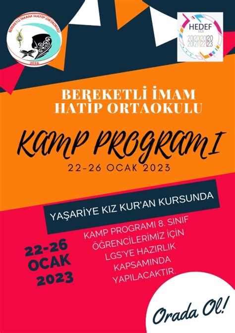 Hedef Lgs Kapsaminda Yariyil Tat L Kamp Programi Bereketli Mam