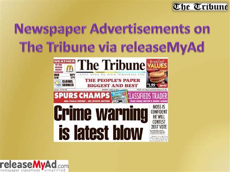 Classified & Display Ad booking on The Tribune Newspaper by releaseMyAd ...