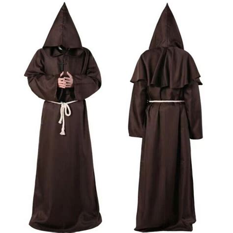 Friar Medieval Renaissance Priest Monk Hooded Robe Halloween Costume