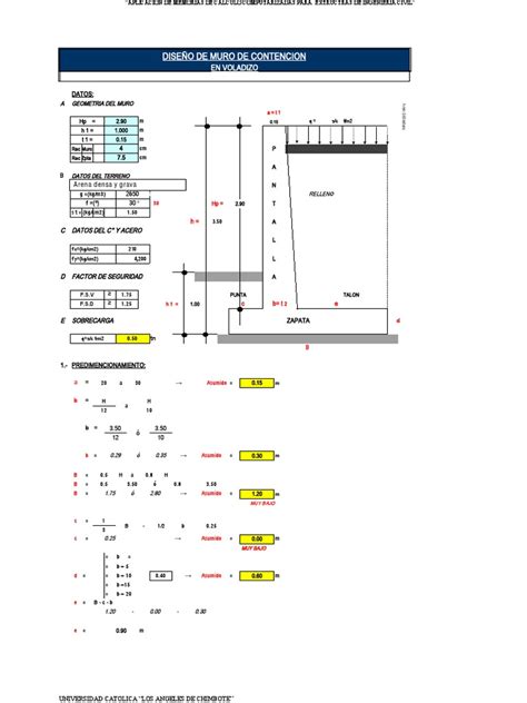 Plantilla De Excel Para Calculo De Diseno De Muros En Vol Pdf Ingeniería De Edificación