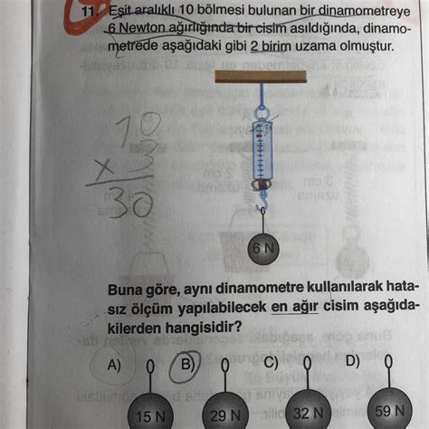 E It Aral Kl B Lmesi Bulunan Bir Dinometreye Newton A Rl Ndaki