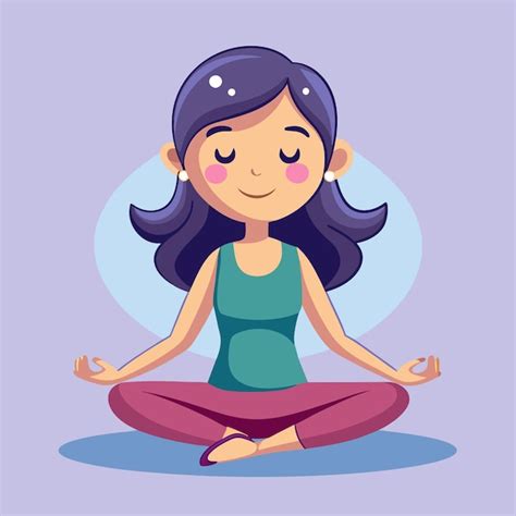 Ilustración de dibujos animados de una mujer meditando en la posición