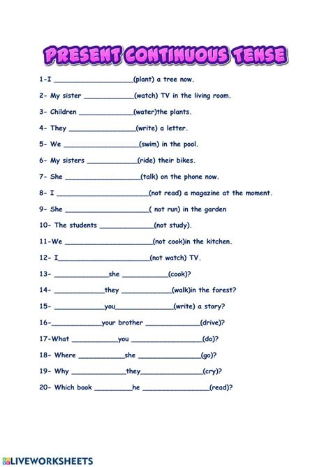 Elementary Exercises Present Continuous What Are They Doing